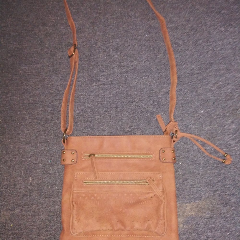 Brown satchel hand bag